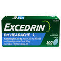 Excedrin PM for Headache Relief, Acetaminophen 250mg, Aspirin 250mg, Diphenhydramine Citrate 38mg, Pain Reliever, Nighttime Sleep-Aid, 100 Count Excedrin Au supplements