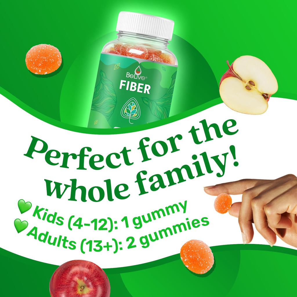 BeLive Fiber Gummies - Sugar Free Prebiotic Digestive Health and Regularity Supplement - Chicory Root & Inulin