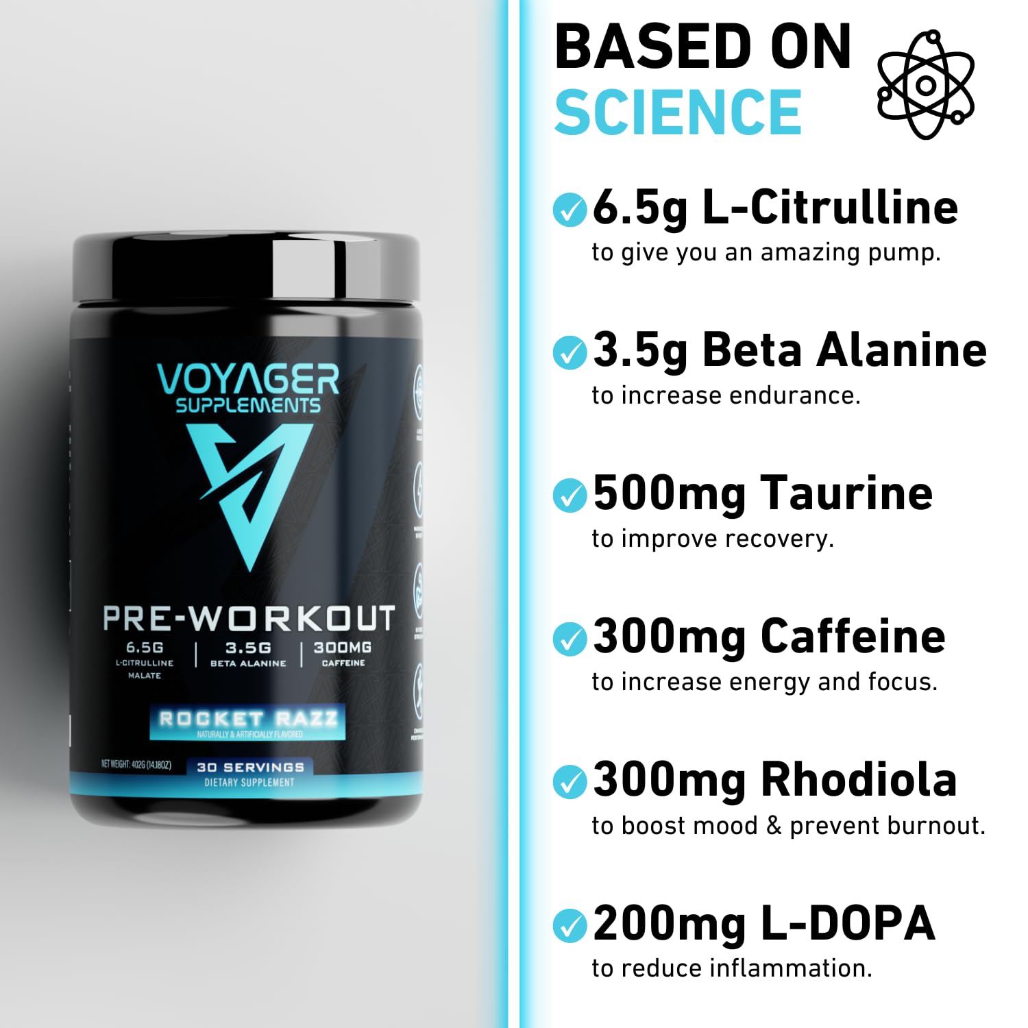 Voyager Supplements Pre-Workout Powder | Rocket Razz | Intense Pump | Maximized Voyager Supplements Au supplements