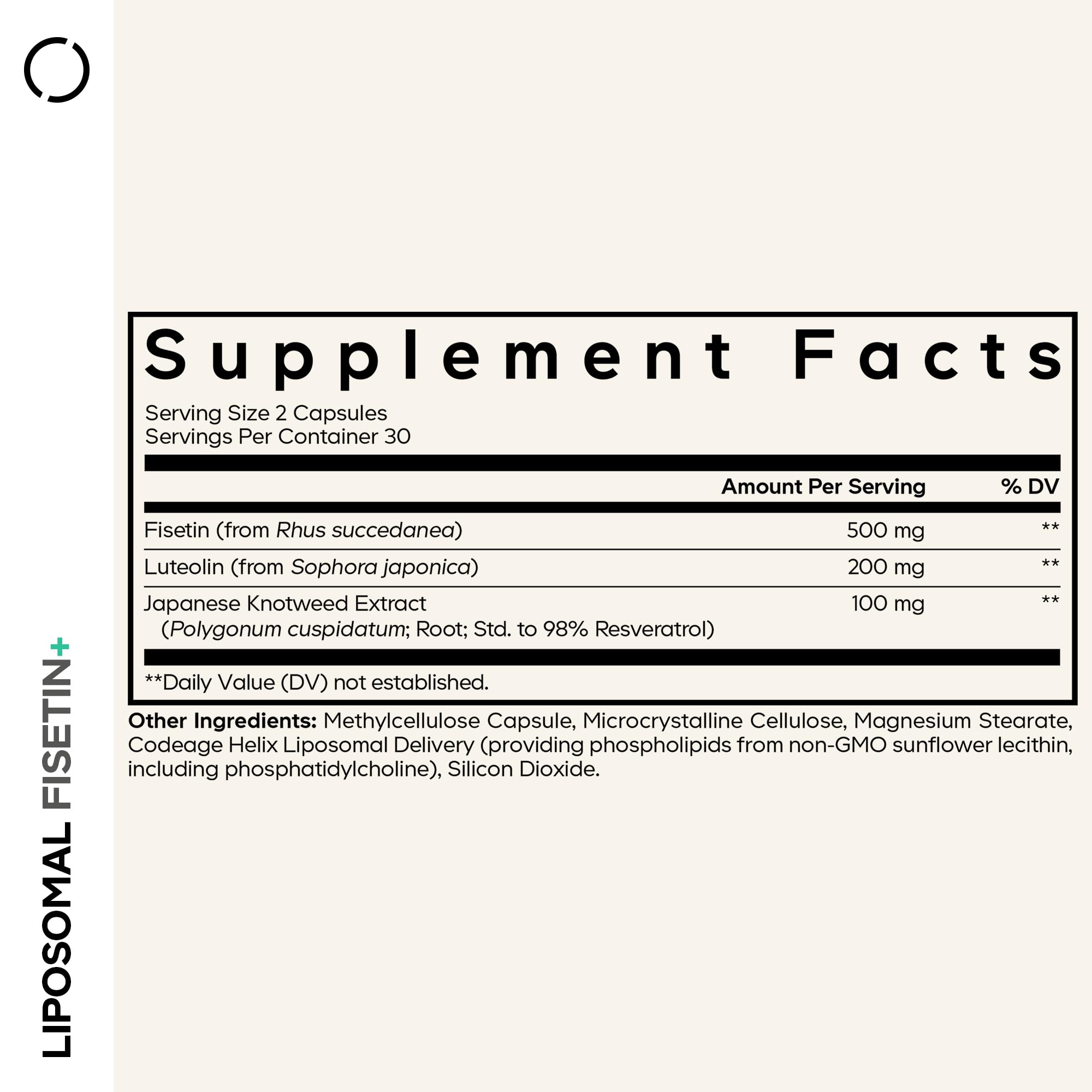 Codeage Liposomal Fisetin Supplement - Fisetin 500 mg - Resveratrol from Japanese Knotweed Extract Polyphenol, Luteolin Sophora Japonica Flavonoid, Liposomal Delivery - Vegan, Non-GMO - 60 Capsules Codeage Au supplements