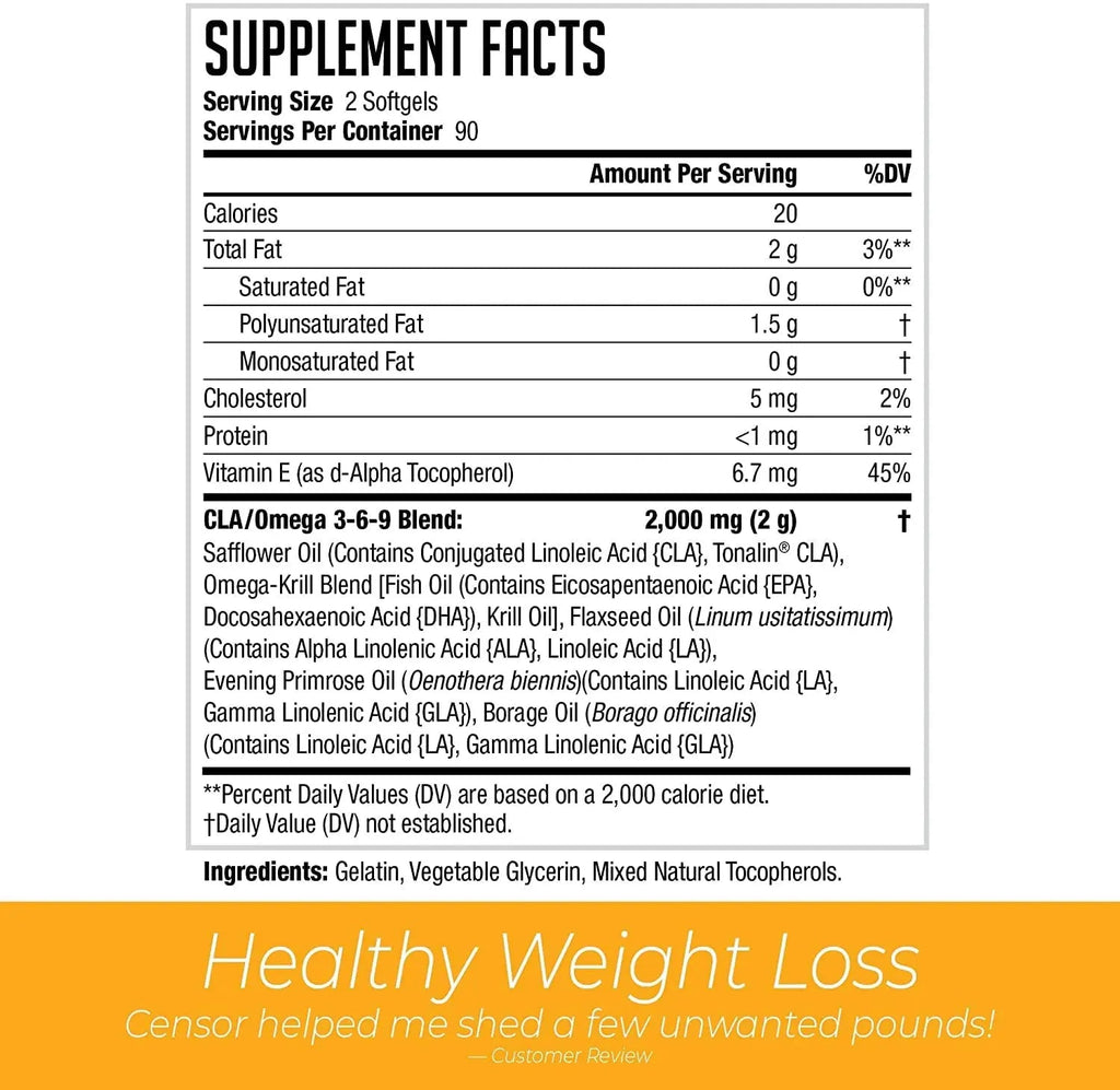 Censor NDS Nutrition Fat Loss and Body Toner with CLA, Fish Oil, Safflower and Omega 3-6-9 Blend Censor Au supplements