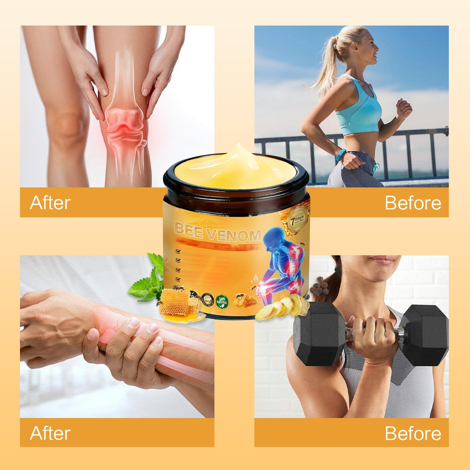 2 Pcs Bee Venom Joint Treatment Cream, Throughout Release Joint Activities Muscle and Massage Relief Gel. Yaper Au supplements