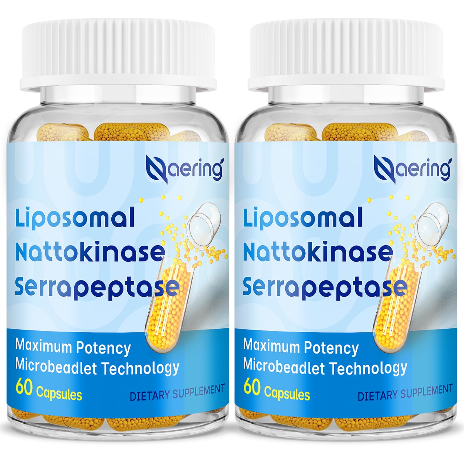 Liposomal Nattokinase 12,000 FU Serrapeptase 360,000 SPU Enzyme Supplement - Enriched with Synergistic Enzymes and Nutrient Blend & Inulin for Circulatory
