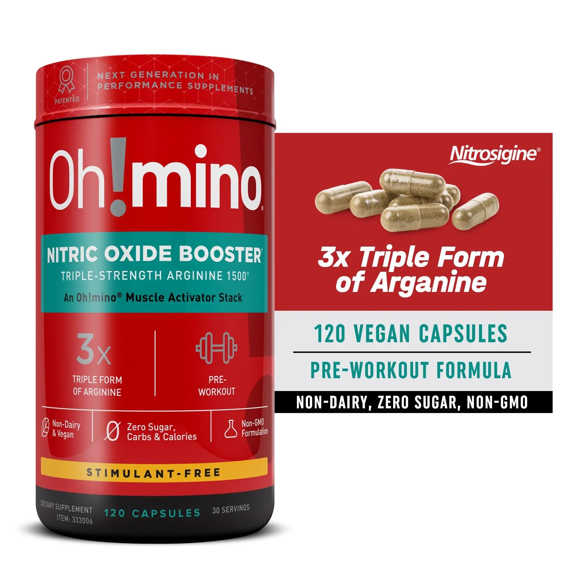 Oh!mino Nitric Oxide Supplement Activator Booster, Triple Strength L-Arginine for Energy Oh!mino Au supplements