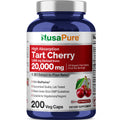 NusaPure Organic Tart Cherry 20:1 Extract, 1000 mg Equivalent to 20,000 mg 200 Veggie Caps (Vegan, Non-GMO) Bioperine NusaPure Au supplements