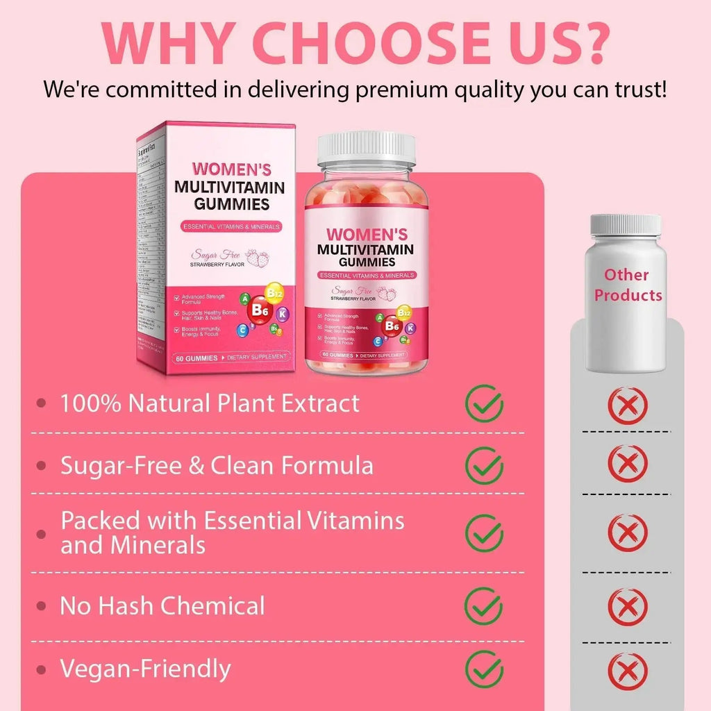 Women's Multivitamin Gummy, Vitamins A, C, D, E, K, B6, and B12 Womens Daily Multivitamin Gummy for Hair,Skin & Nails, Immune Energy Frovetani Au supplements