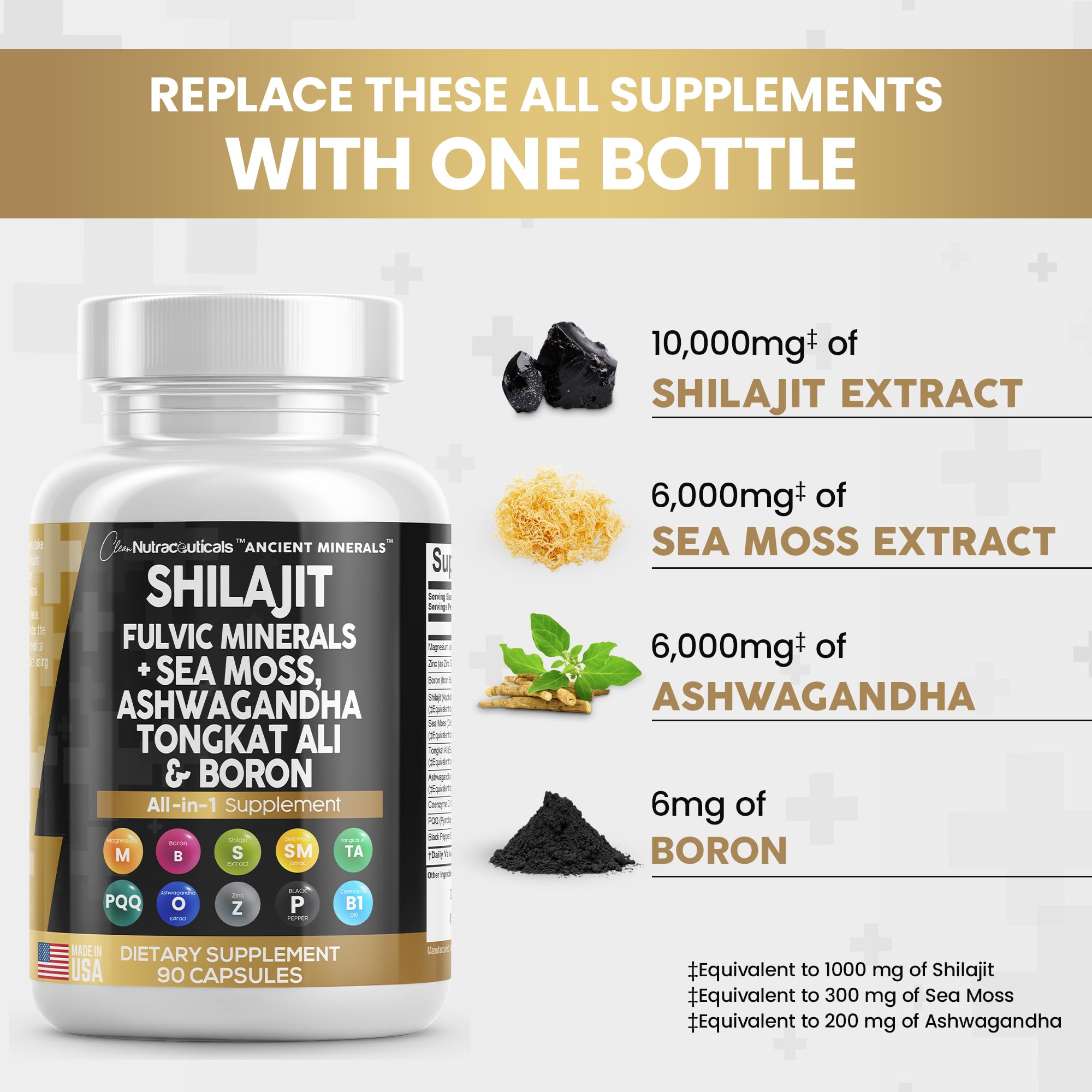 Pure Shilajit Supplement 10,000mg Himalayan w Sea Moss 6000mg Clean Nutraceuticals Au supplements
