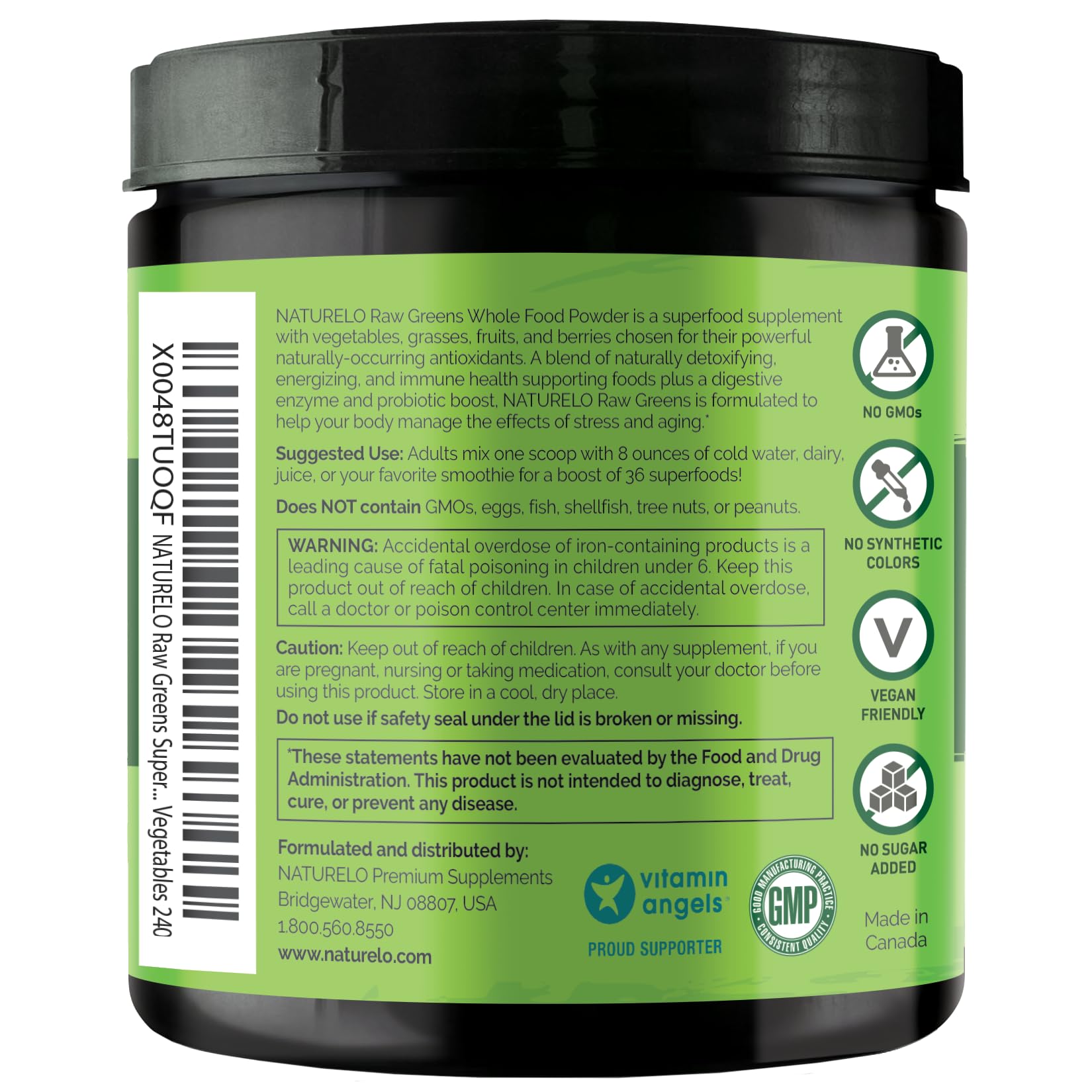 NATURELO Raw Greens Superfood Powder 240 Grams, Mixed Berry - Supports Energy, Immunity and Detox - Includes Spirulina, Wheat Grass and Organic Greens for Whole Food Nutrition
