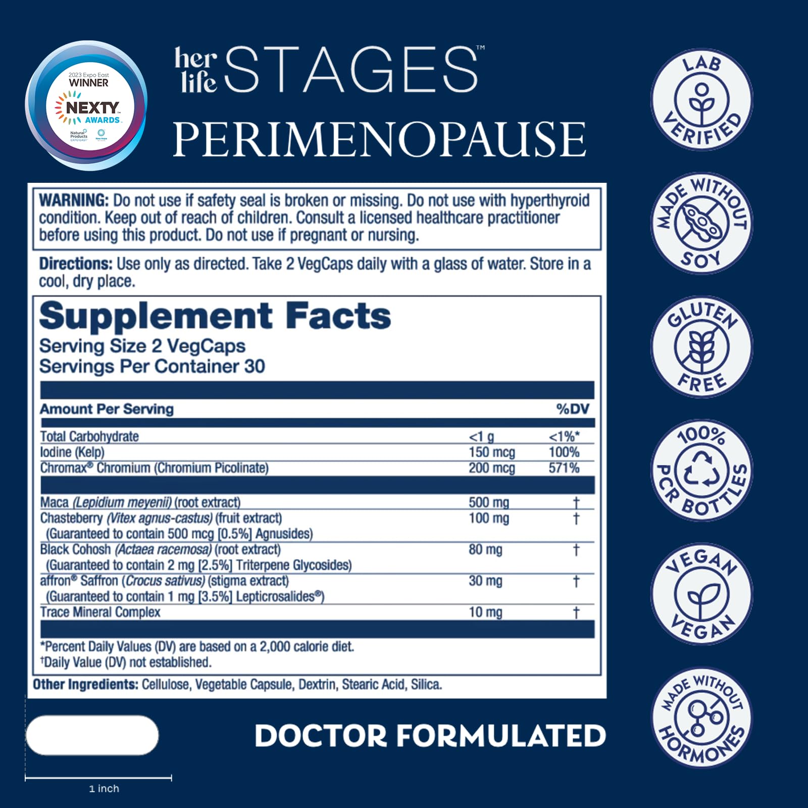 SOLARAY Perimenopause her Life Stages - Perimenopause Supplements Women - Hot Flashes, Menopause Support - Saffron and Chasteberry - Made Without Hormones - 60-Day Guarantee - 30 Servings, 60 VegCaps SOLARAY Au supplements