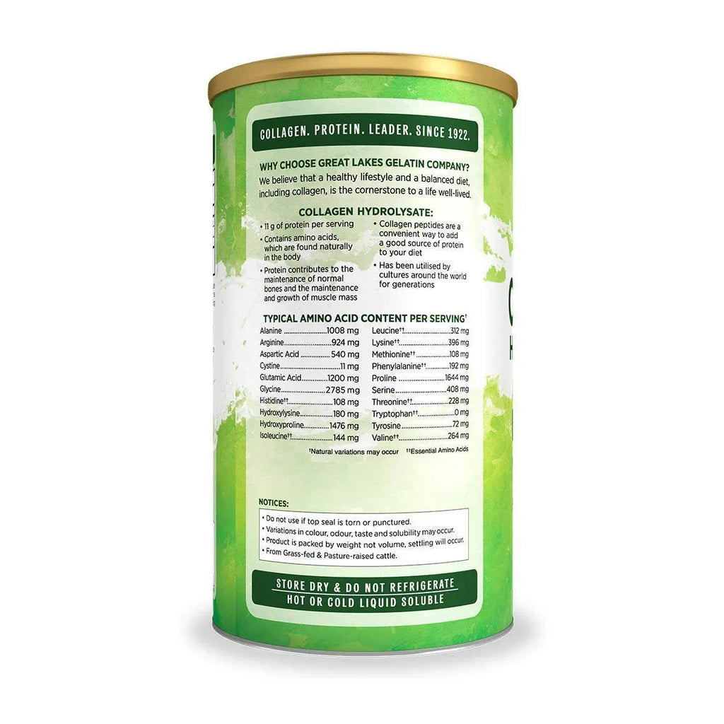 Great Lakes Gelatin Collagen Hydrolysate, Grass-Fed Bovine Hydrolysed Collagen Peptides Protein Great Lakes Gelatin Au supplements