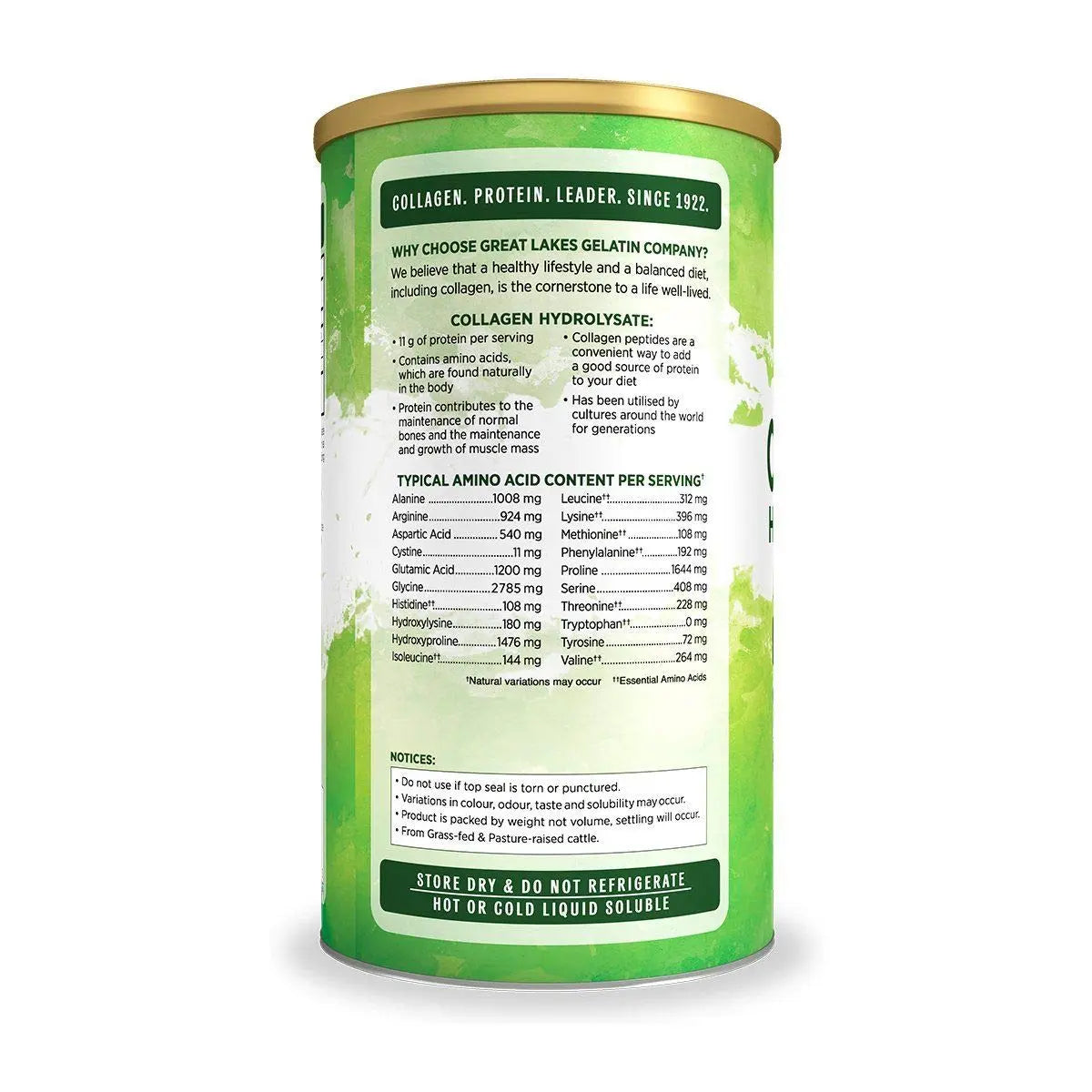 Great Lakes Gelatin Collagen Hydrolysate, Grass-Fed Bovine Hydrolysed Collagen Peptides Protein Great Lakes Gelatin Au supplements