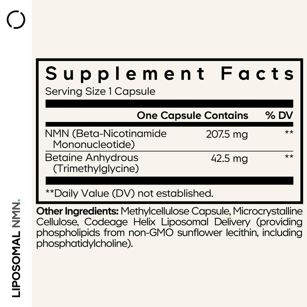 Codeage Liposomal NMN & TMG Supplement - Nicotinamide Mononucleotide NAD+ Precursor, Betaine Anhydrous Trimethylglycine TMG - Non-GMO - 30 Capsules Codeage Au supplements