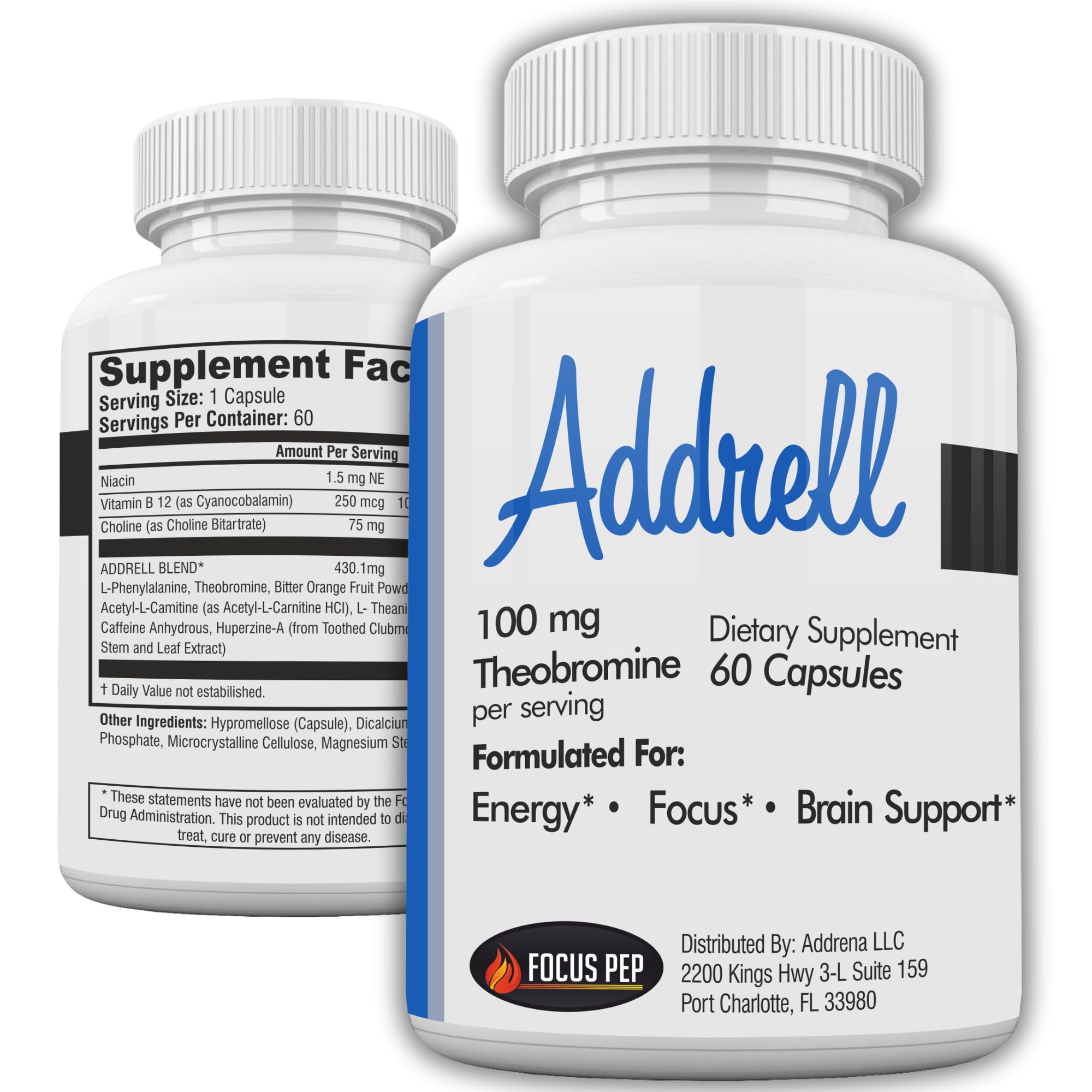 Focus Pep Addrell Energy Stimulant Pills- Natural Nootropic Brain Supplement Alternative Pill & Study Supplements Substitute to Elevate Mental Clarity for Women & Men OTC- 60 Mind Booster Capsules Focus Pep Au supplements