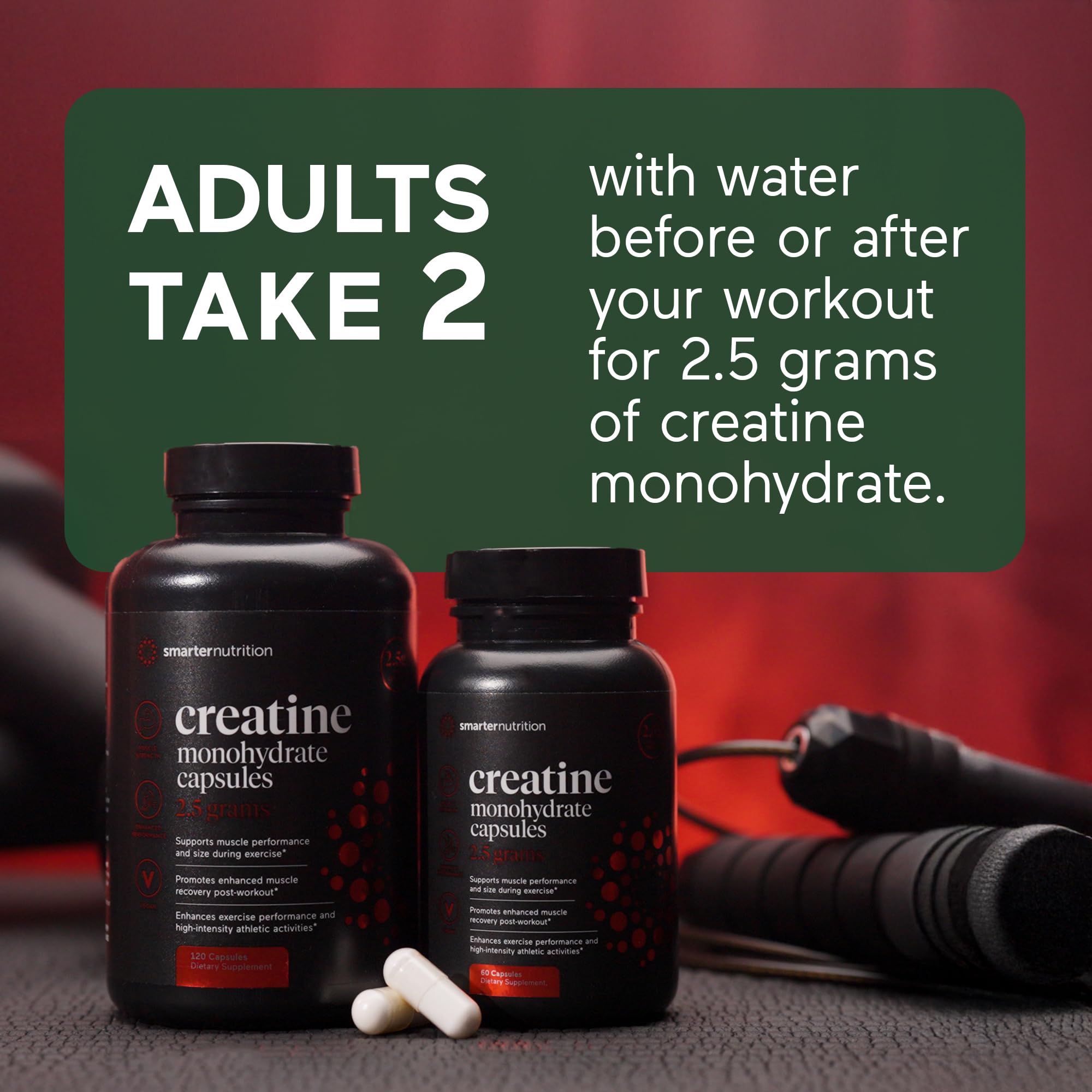 SMARTERNUTRITION Creatine Monohydrate Pills with 2500mg (2.5g) Per Serving, Vegan Capsules - Pre & Post Workout Recovery Support, Promotes Muscle Mass &. Endurance - 60 Count[30-Day Supply] SMARTERNUTRITION Au supplements
