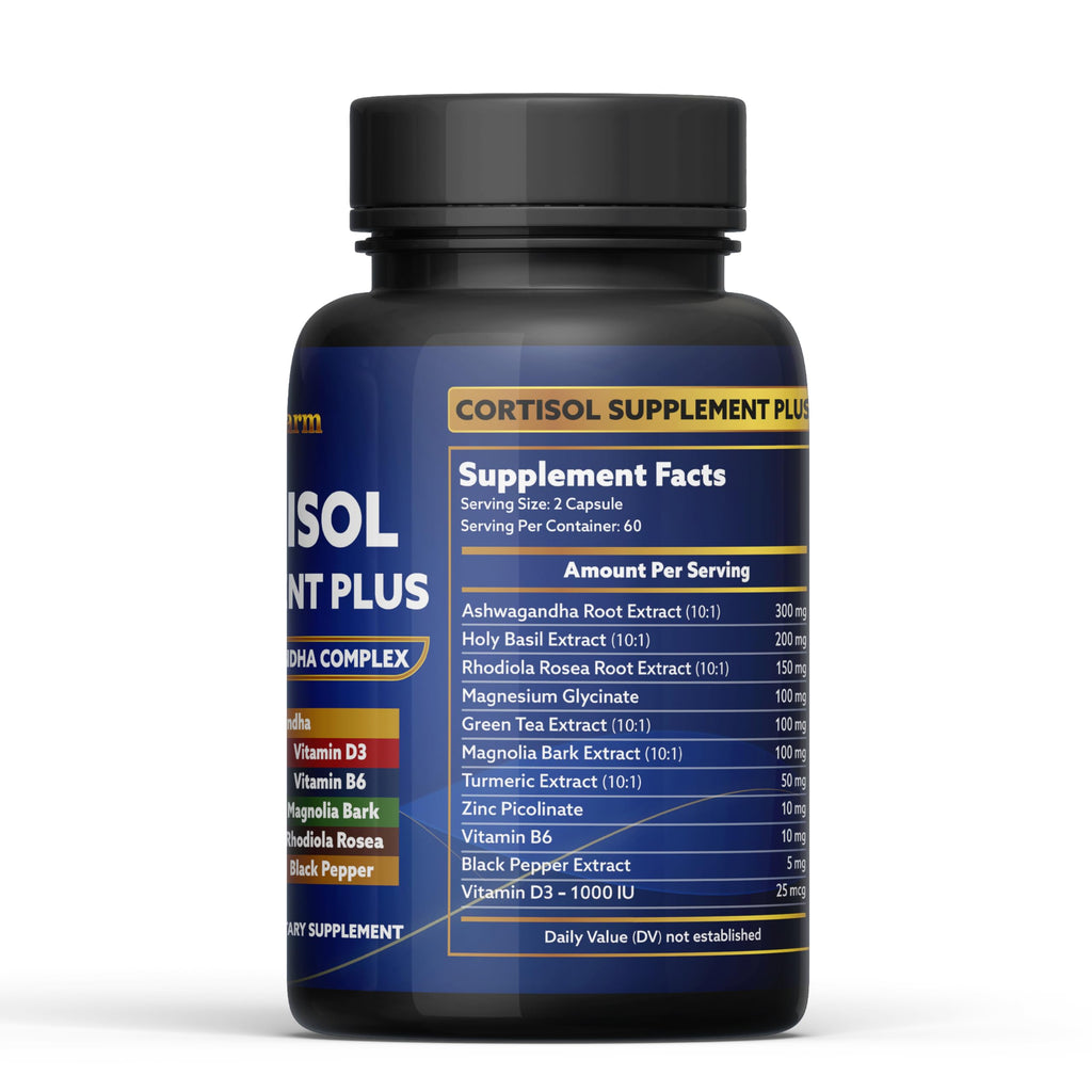 laslafarm 11in1 Cortisol Plus Supplement, 11in1 Ashwagandha and Natural Herbal Complex Vitamin Blend for Daily Mood, Focus and Sleep, Suitable for Women and Men 60 Capsules laslafarm Au supplements