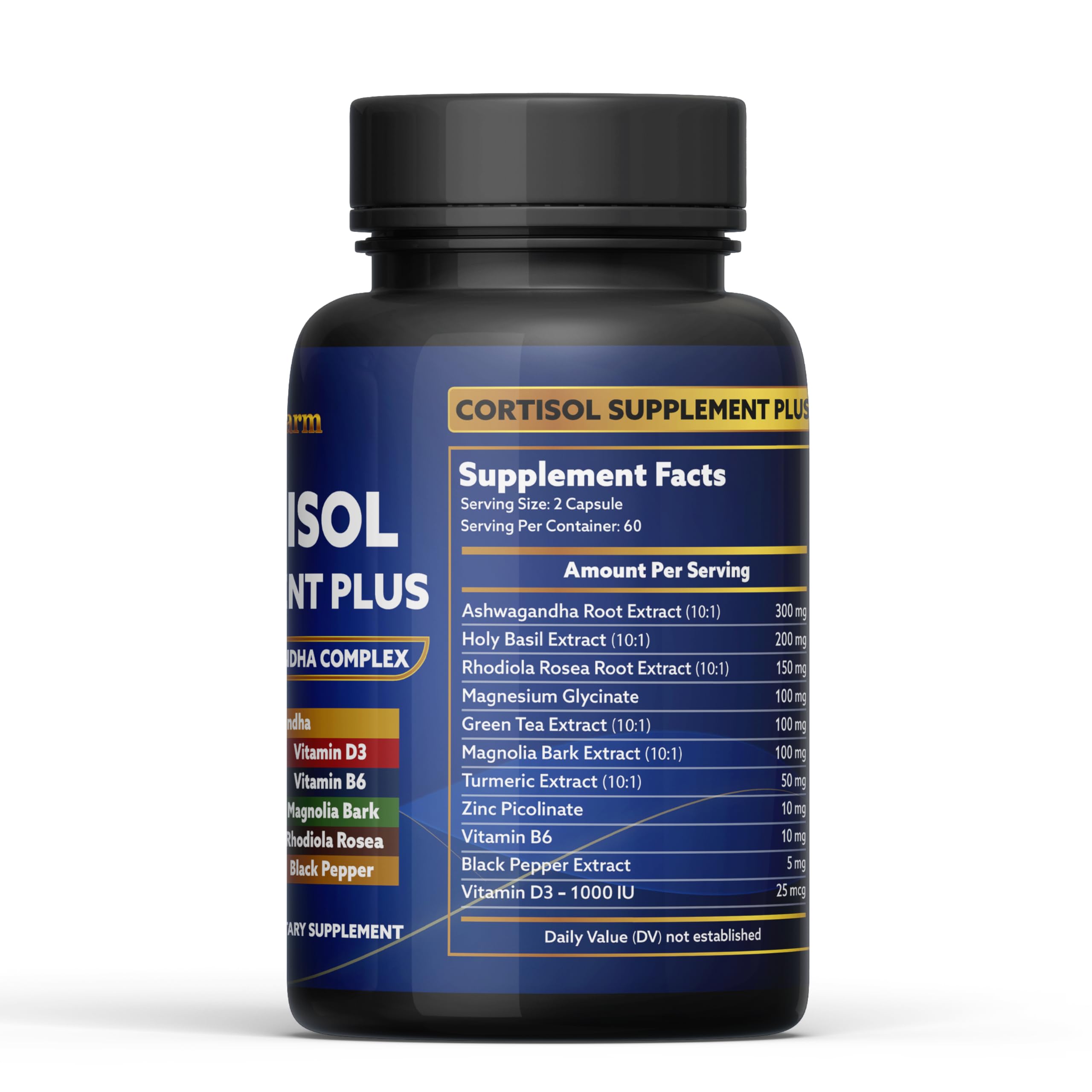 laslafarm 11in1 Cortisol Plus Supplement, 11in1 Ashwagandha and Natural Herbal Complex Vitamin Blend for Daily Mood, Focus and Sleep, Suitable for Women and Men 60 Capsules laslafarm Au supplements