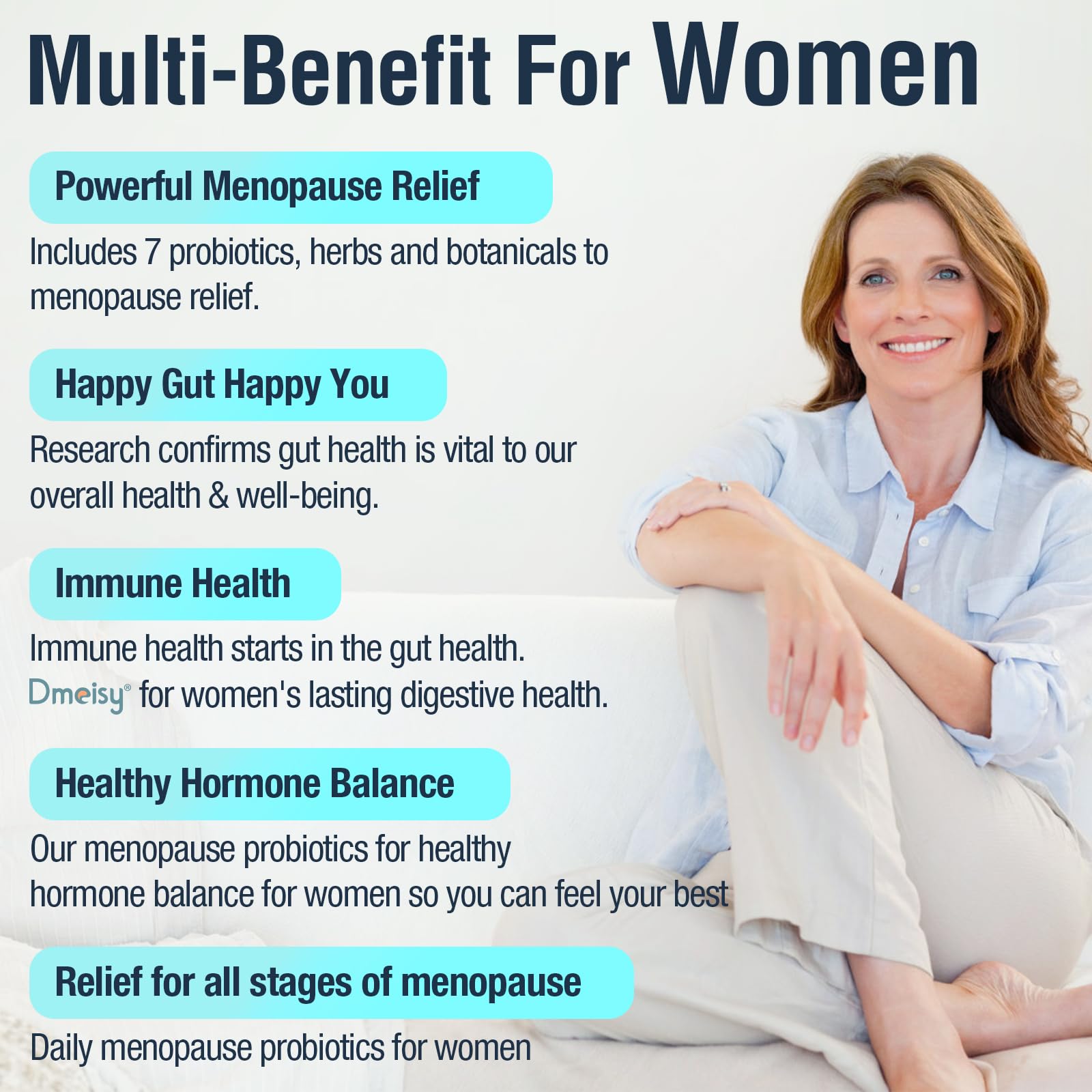 Menopause Supplements for Women, 120 Billion CFU Probiotic, 13-in-1 Herbs Probiotics Complex, for Menopause Relief, Hormone Balance, Hot Flashes, Night Sweats, Mood Swings, Gut & Immunity - 60 Capsule Dmeisy Au supplements