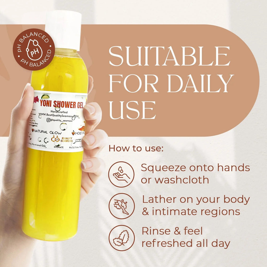 Ph Balance Feminine Wash - Vee Health & Yoni Wash Shower Gel- Use with Yoni Oil. Moisturizing Calendula Quality Seamoss and Yoni Oil Au supplements