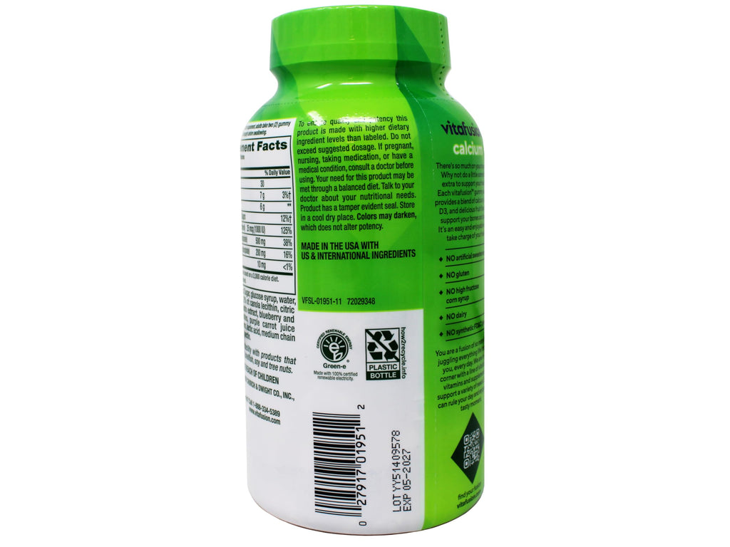 VitaFusion Calcium 500 mg Dietary Supplement Gummies Natural Fruit and Cream Flavors - 100 ct, Pack of 2