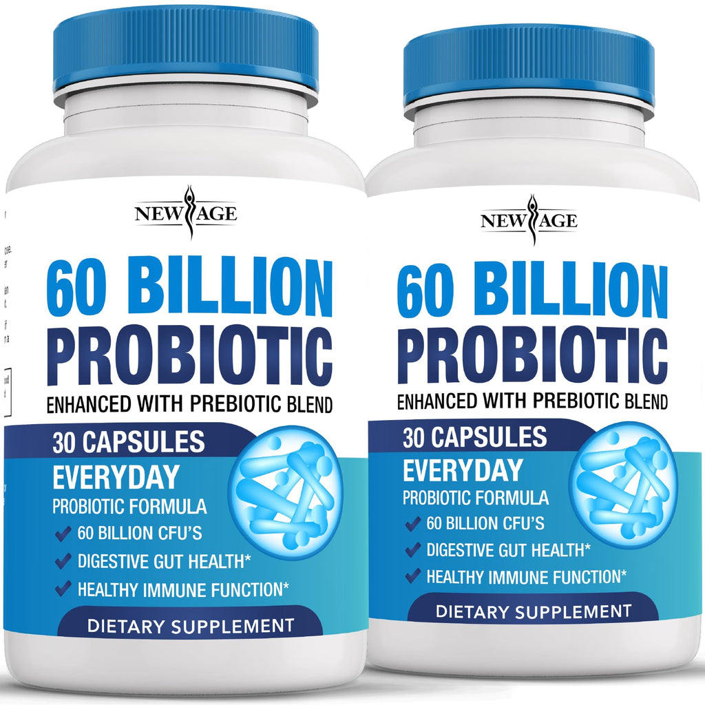 Probiotics 60 Billion CFU with Prebiotic Formula - Probiotics for Women and Men and Adults, 100% Natural Digestive Enzymes,