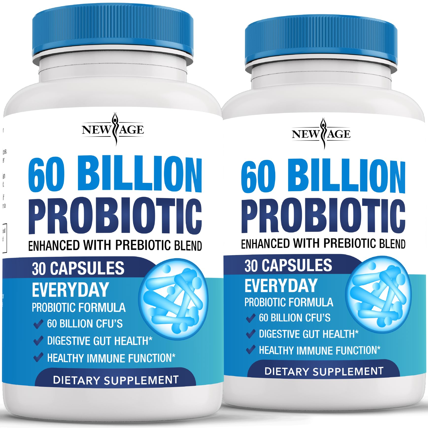 Probiotics 60 Billion CFU with Prebiotic Formula - Probiotics for Women and Men and Adults, 100% Natural Digestive Enzymes,