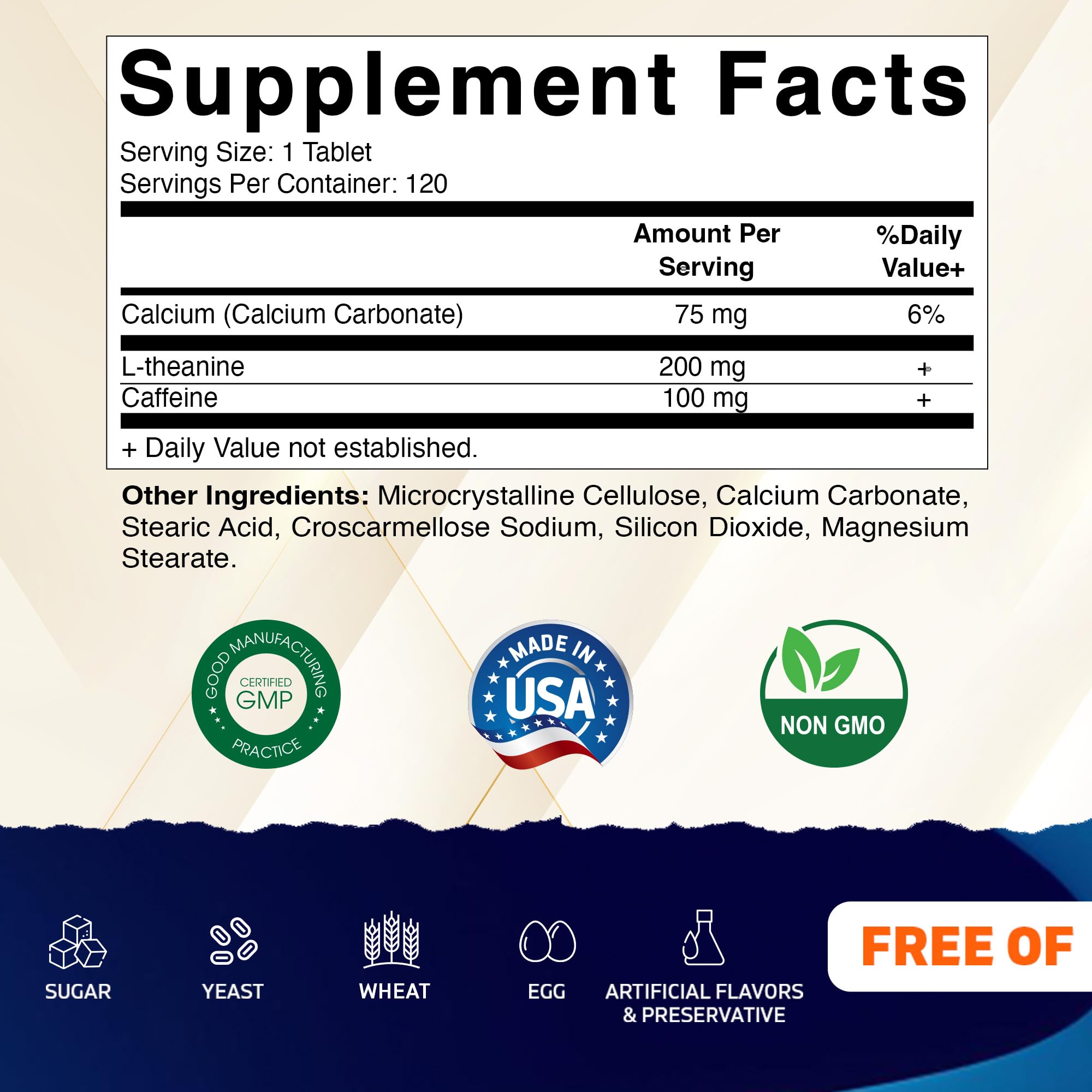 Vitamatic L-Theanine 200mg with Caffeine 100mg – 120 Vegetarian Tablets Nootropic Supplement for Focused Energy & Mental Clarity Vitamatic Au supplements