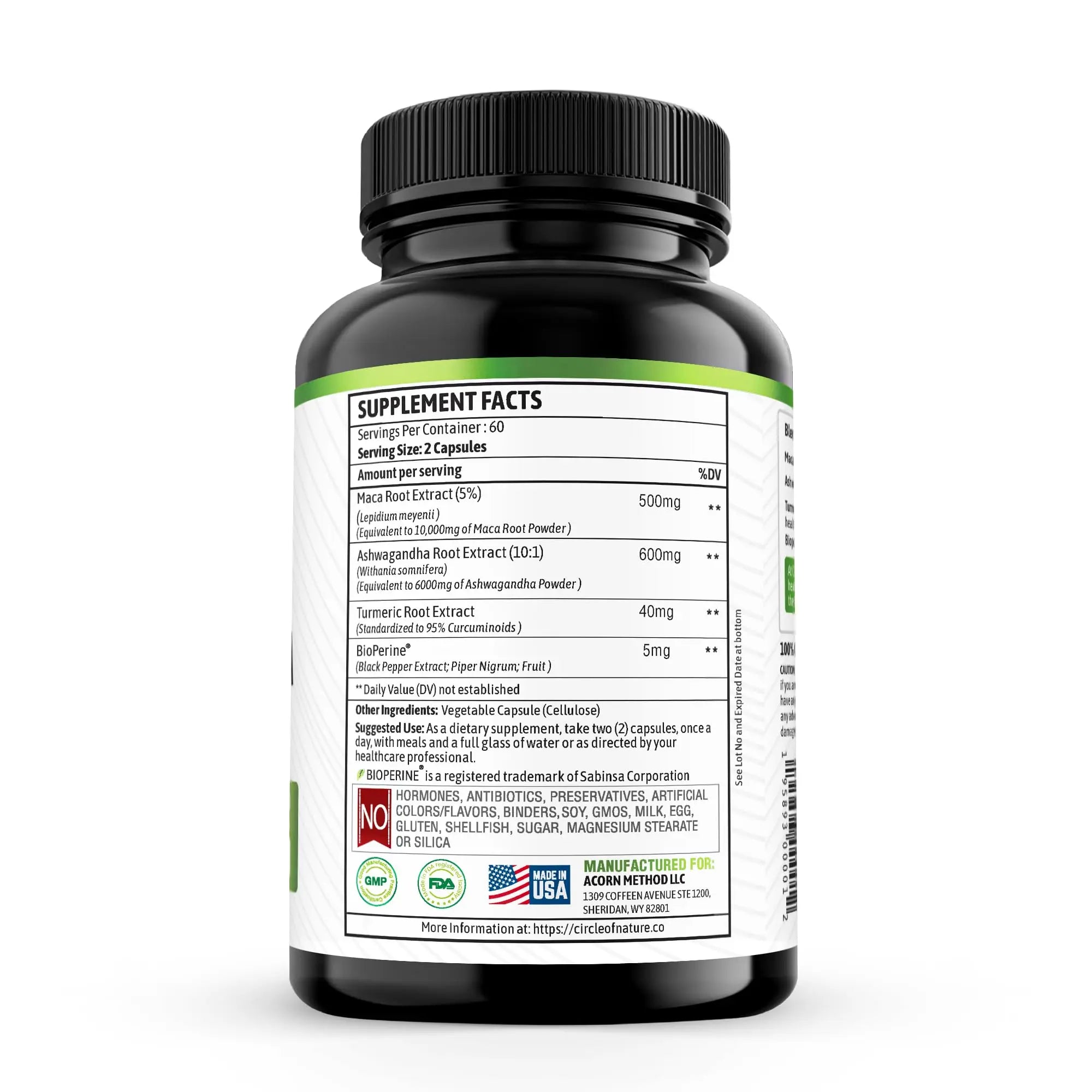 Maca Root 10,000 mg, Ashwagandha 6000mg Extract, Capsules for Men & Women CIRCLE OF NATURE Au supplements