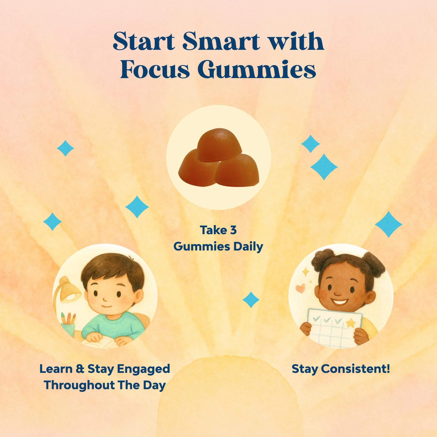 Kids Focus Gummies - Nootropics Brain Support Supplement for Kids with Green Tea Extract, B6 & B12 Vitamins for Memory and Brain Focus - Herbal Concentration Chews for Children - 90 Count Natures Craft Au supplements