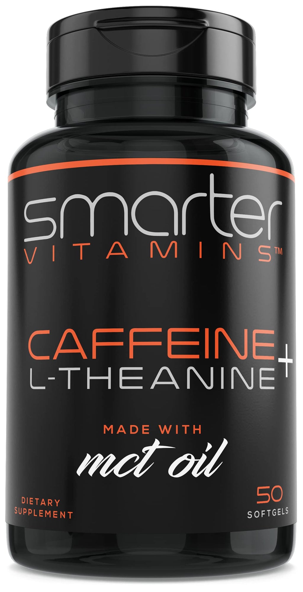 SmarterVitamins 200mg Caffeine Pills - MCT Oil from 100% Coconuts + 100mg L-Theanine, Energy and Focus