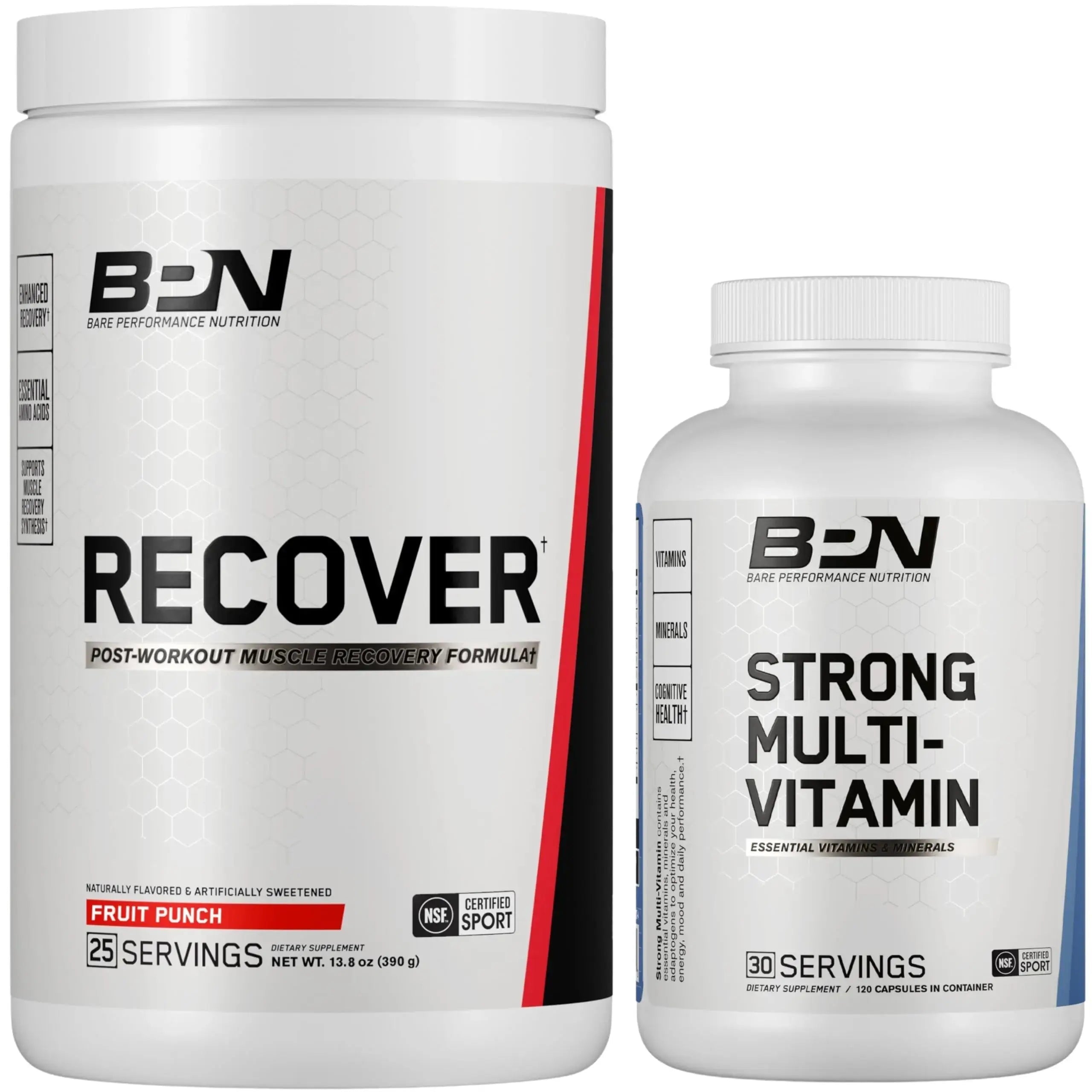 BARE PERFORMANCE NUTRITION BPN Strong Multi-Vitamin 30 Day Supply + Recover Post-Workout Muscle Recovery Drink Mix BARE PERFORMANCE NUTRITION Au supplements