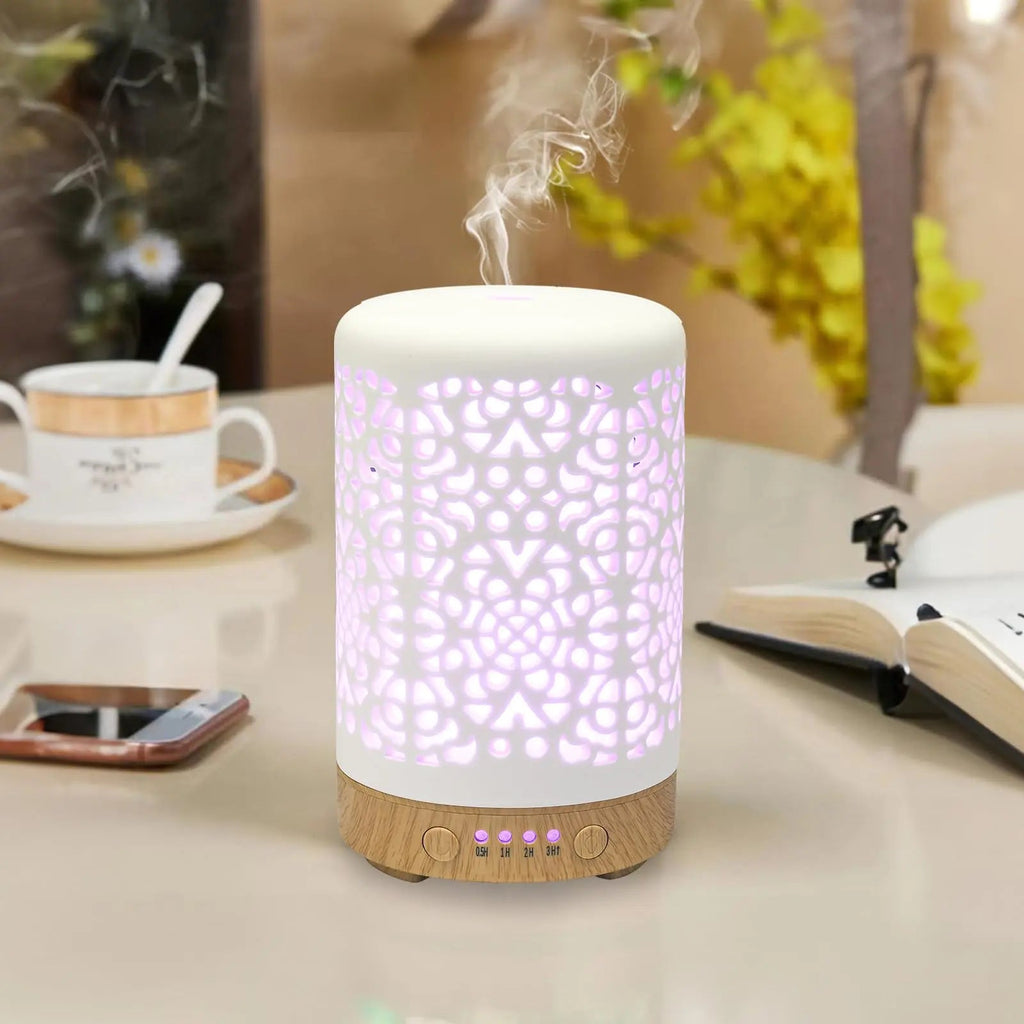 Essential Oil Diffusers, 100ml White Ceramic Diffuser with 7 LED Lights,Ultrasonic Aromatherapy homnas Au supplements