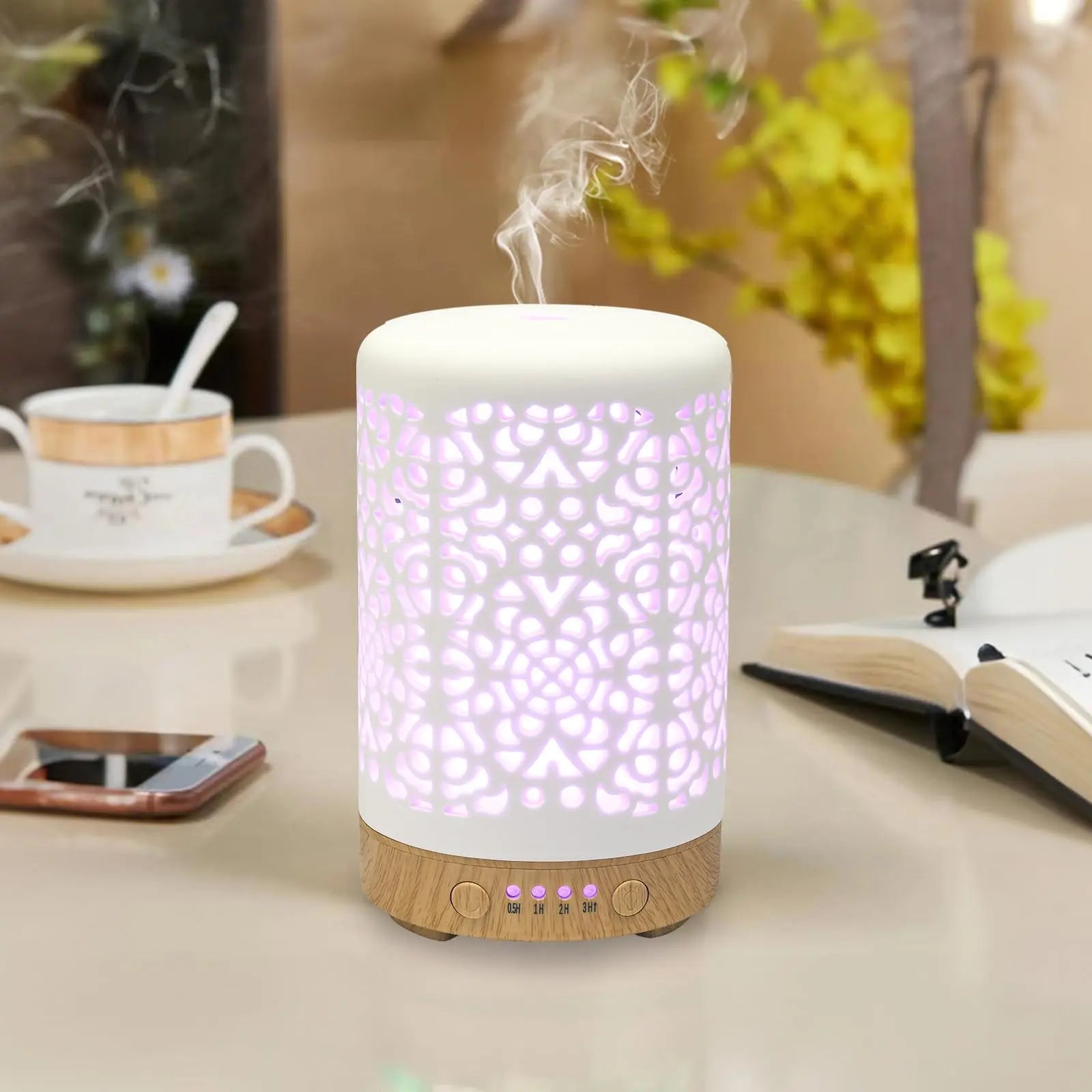Essential Oil Diffusers, 100ml White Ceramic Diffuser with 7 LED Lights,Ultrasonic Aromatherapy homnas Au supplements
