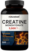 NatureBell Creatine Monohydrate Capsules 5,000mg Per Serving, 500 Count | Micronized, Unflavored Creatine Pills | Pre-Workout & Muscle Strength Support