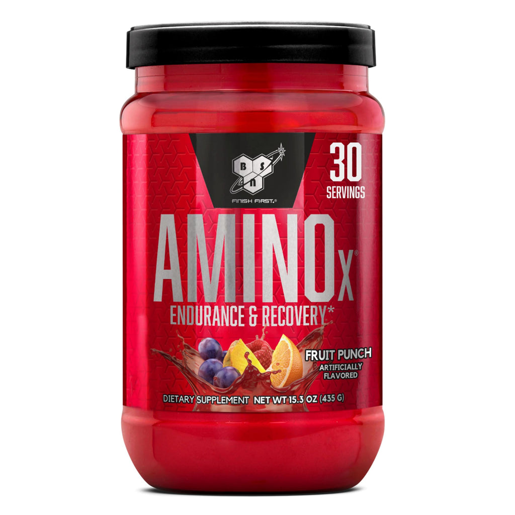 BSN Amino X Muscle Recovery & Endurance Powder, BCAAs, 10 Grams of Amino Acids, Keto Friendly, Caffeine-Free, Support Endurance, Zero Sugar, Fruit Punch, 30 servings,