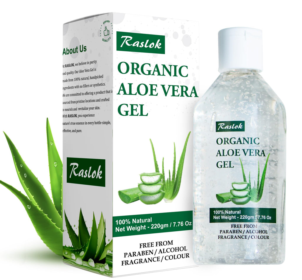 Raslok Aloe Vera Gel | 99% Pure Natural Aloe Gel For Moisturizing Face Skin & Hair Care,Durable Moisturizing Hydrating Soothing, Non-Sticky (7.7 OZ)
