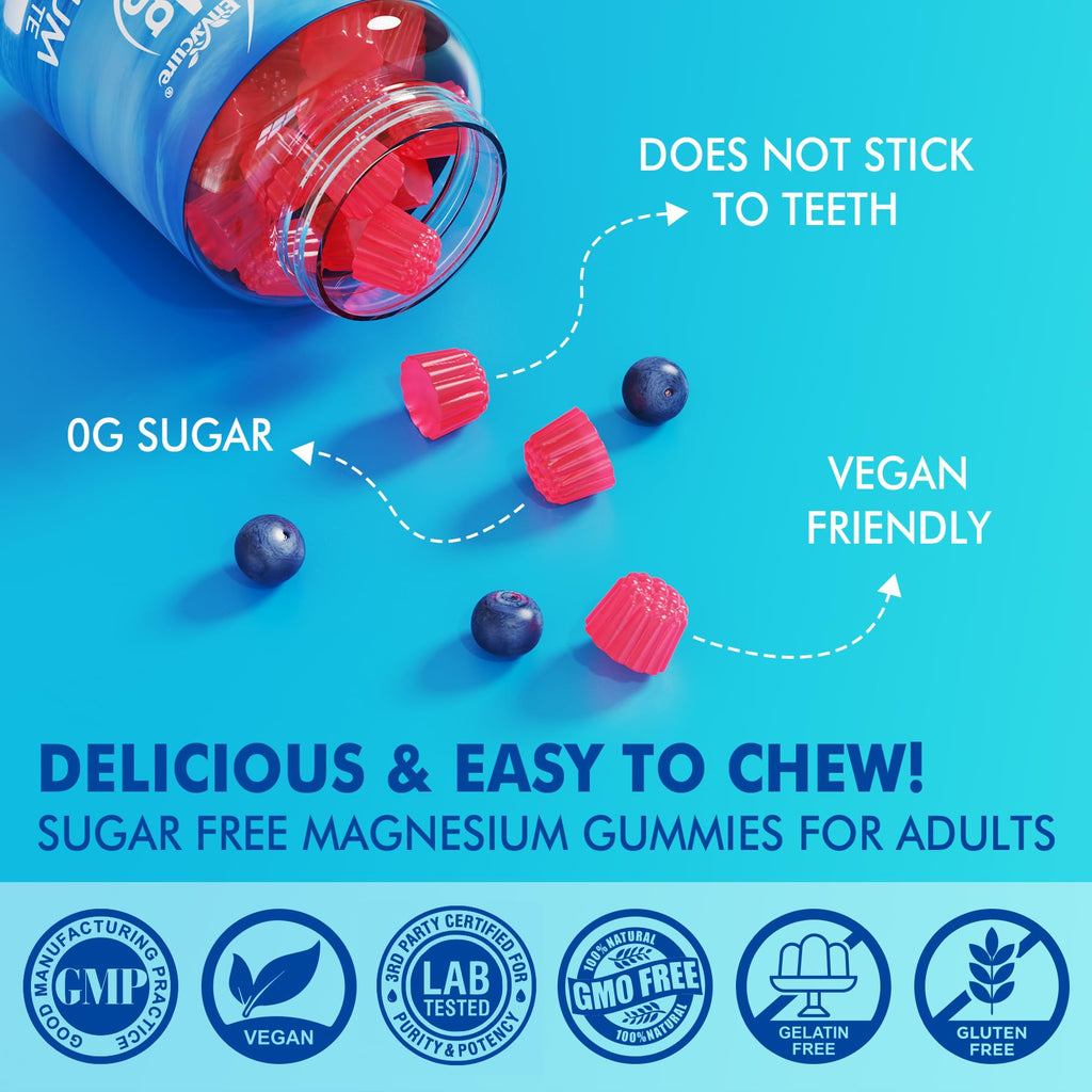 Magnesium Gummies - Triple Magnesium Complex, Magnesium Glycinate Gummies | Magnesium Glycinate, Malate, Citrate w/ D3 B6 B12, for Calm