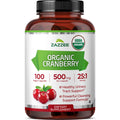 Zazzee USDA Organic Cranberry 25:1 Extract, 500 mg per Capsule, 100 Vegan Capsules, 3+ Month Supply, Certified Kosher, Vaccinium Macrocarpon, Urinary Tract & Bladder Support