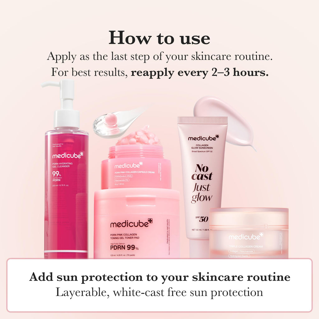 medicube No Cast Just Glow Collagen Sunscreen | SPF 50 Broad Spectrum Face Sunscreen