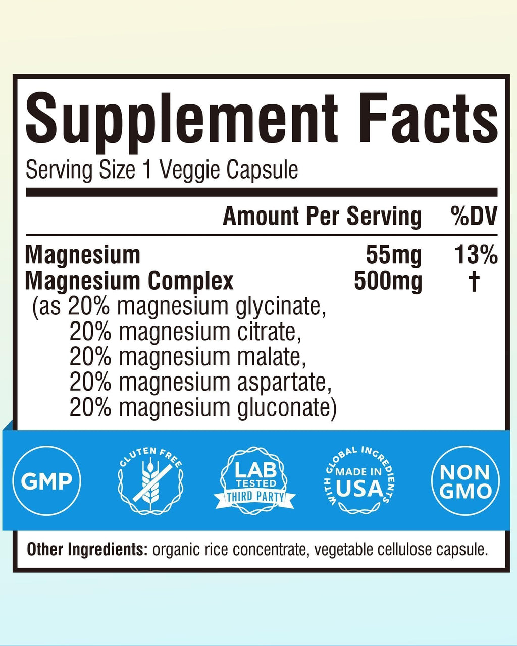 Terranics 5-in-1 Magnesium Complex Supplement 500mg - 5 Forms High Absorption Magnesium Glycinate Citrate Malate Aspartate Gluconate for Sleep Heart Health - Non-GMO 120 Vegan Capsules Terranics Au supplements