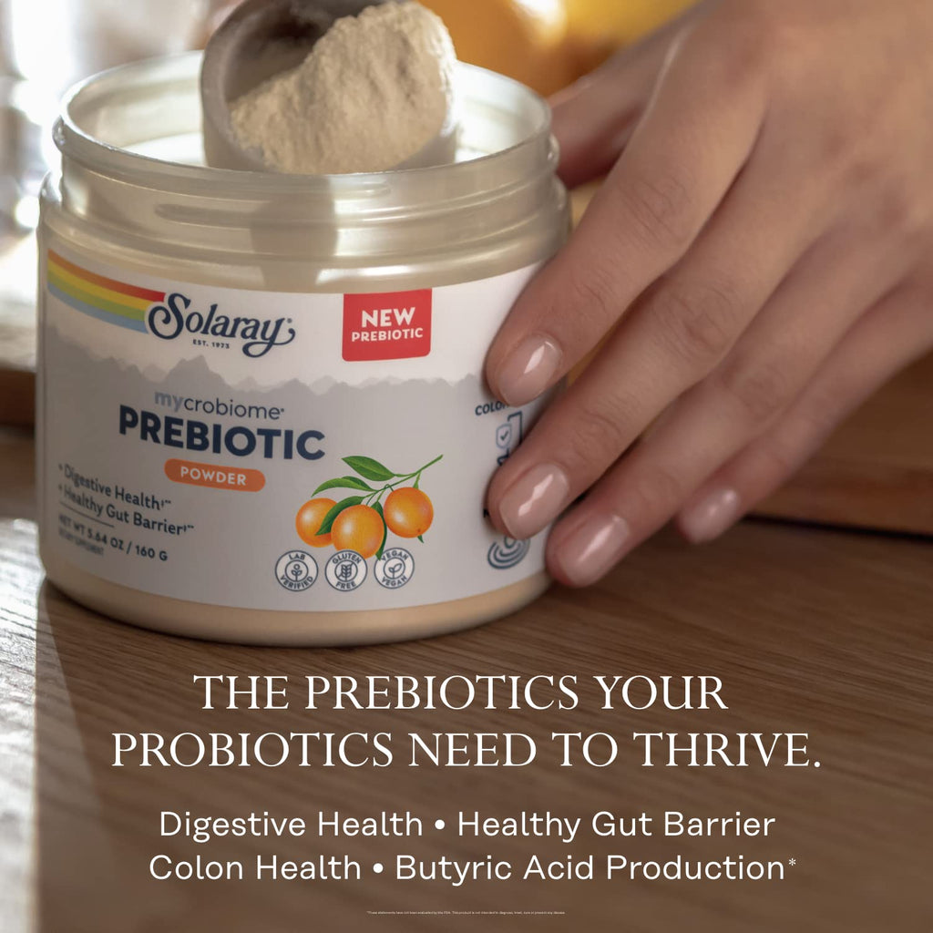 SOLARAY Mycrobiome Prebiotic Powder, Prebiotics for Women and Men, Digestive Nutritional Supplements for Colon and Gut Health, Easy-to-Mix, Non-Bloating Formula,