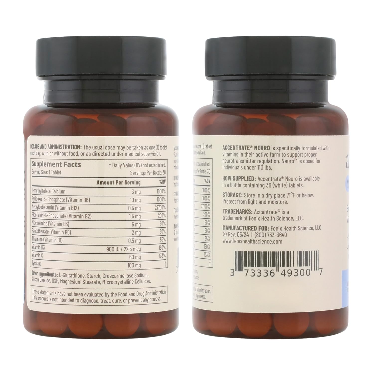 Accentrate Brain Supplement for Focus, Attention, Mood | Complete Vitamin B Complex | Brain Health | Methylated Multivitamin w/L-Methylfolate (5-MTHF), Cofactors Methyl-B12 & P5P | MTHFR Supplement