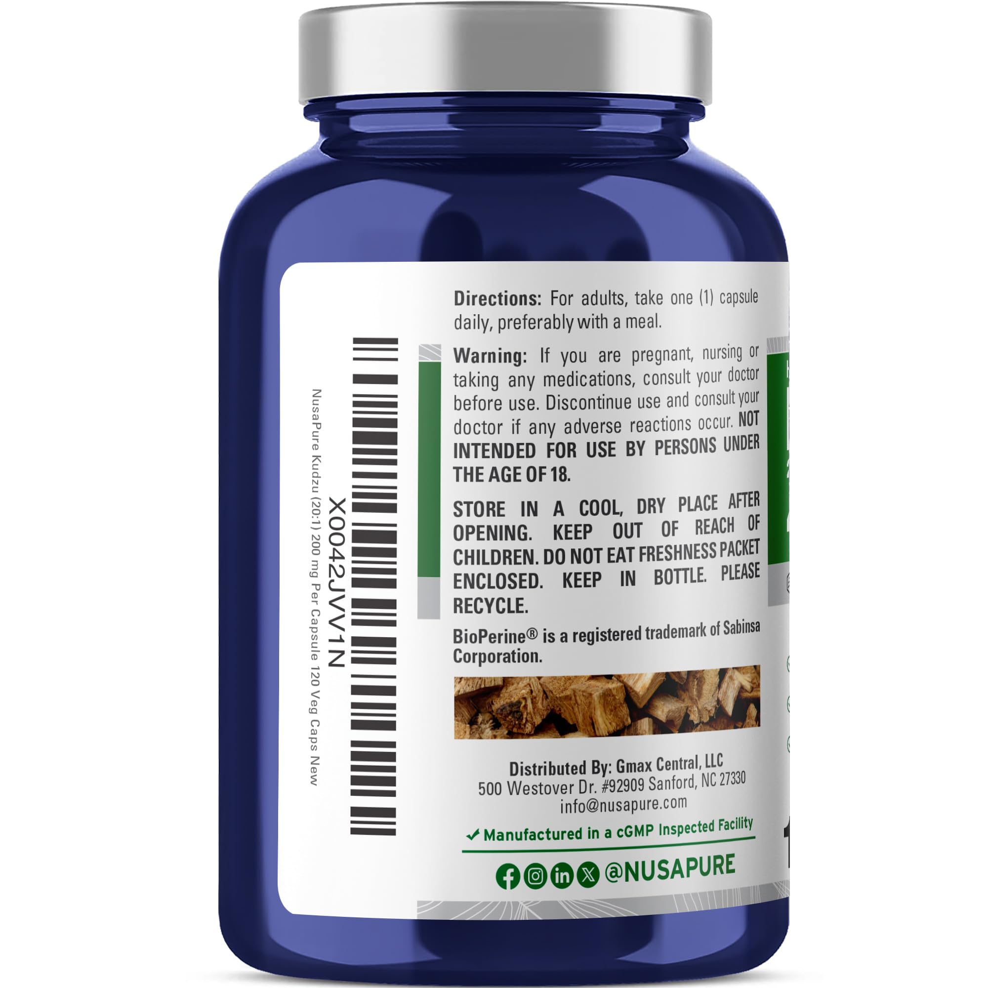 NusaPure Kudzu Root 20:1 Extract, 200 mg Equivalent to 4,000mg - 120 Veggie Capsules (Non-GMO, Vegan, Bioperine) NusaPure Au supplements