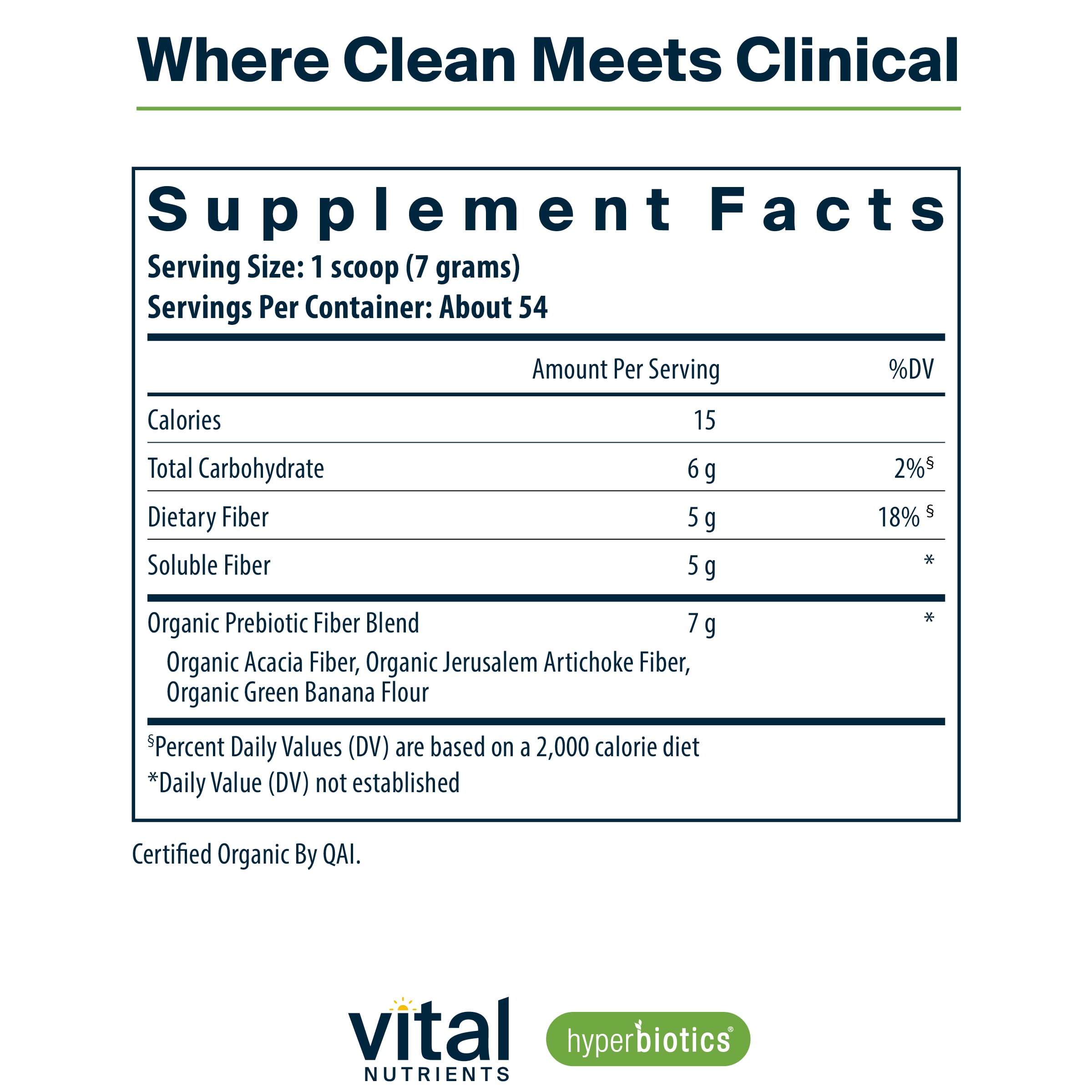 Hyperbiotics Vital Nutrients Organic Prebiotic Fiber Powder | Supports Gut Health and Digestive Regularity | Soluble Fiber Supplement for Women and Men