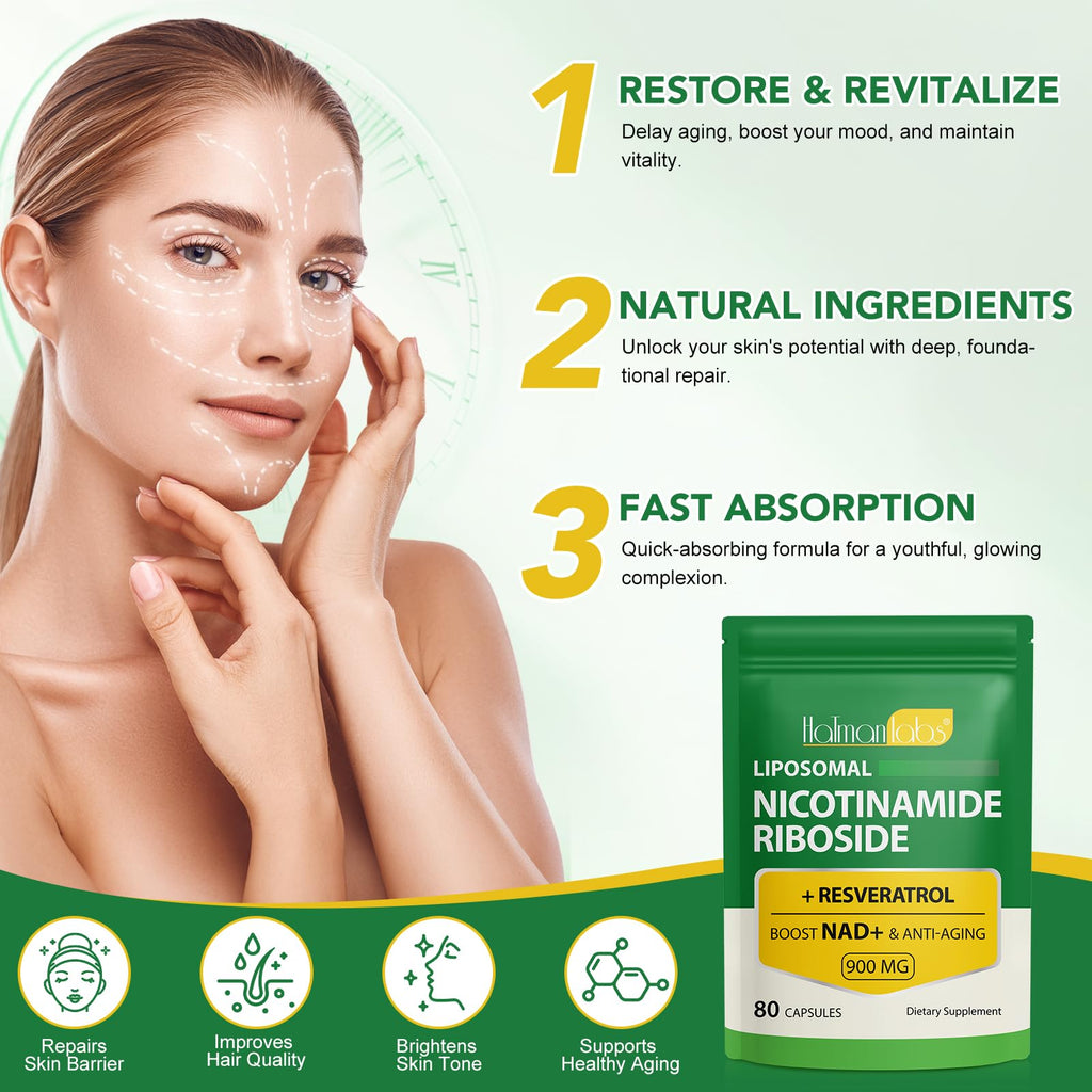 NAD Supplement - Liposomal Nicotinamide Riboside 900mg, Resveratrol, Quercetin - High Purity NAD Supplement for Energy, Support Cellular Health, Stamina & Healthy Aging - Ultra Strength 80 Capsules MXCZBSM Au supplements
