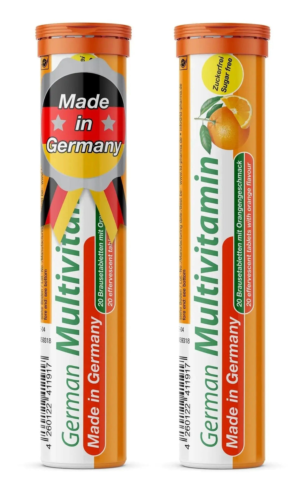 T&D German Multvitamin 10 Vitamins - 40 Vegan Drink Effervescent Tablets - Orange Flavor T&D Au supplements