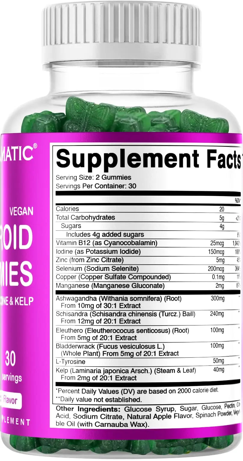Vitamatic Vegan Thyroid Support Gummies with Iodine & Kelp - 60 Count - Improve Your Vitamatic Au supplements