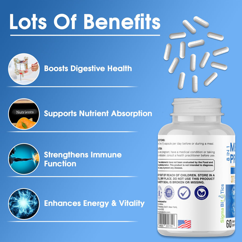Probiotics for Men - 150 Billion CFU Acidophilus Capsules with Prebiotics & Postbiotics - Supports Gut Microbiome, Colon & Immune Health