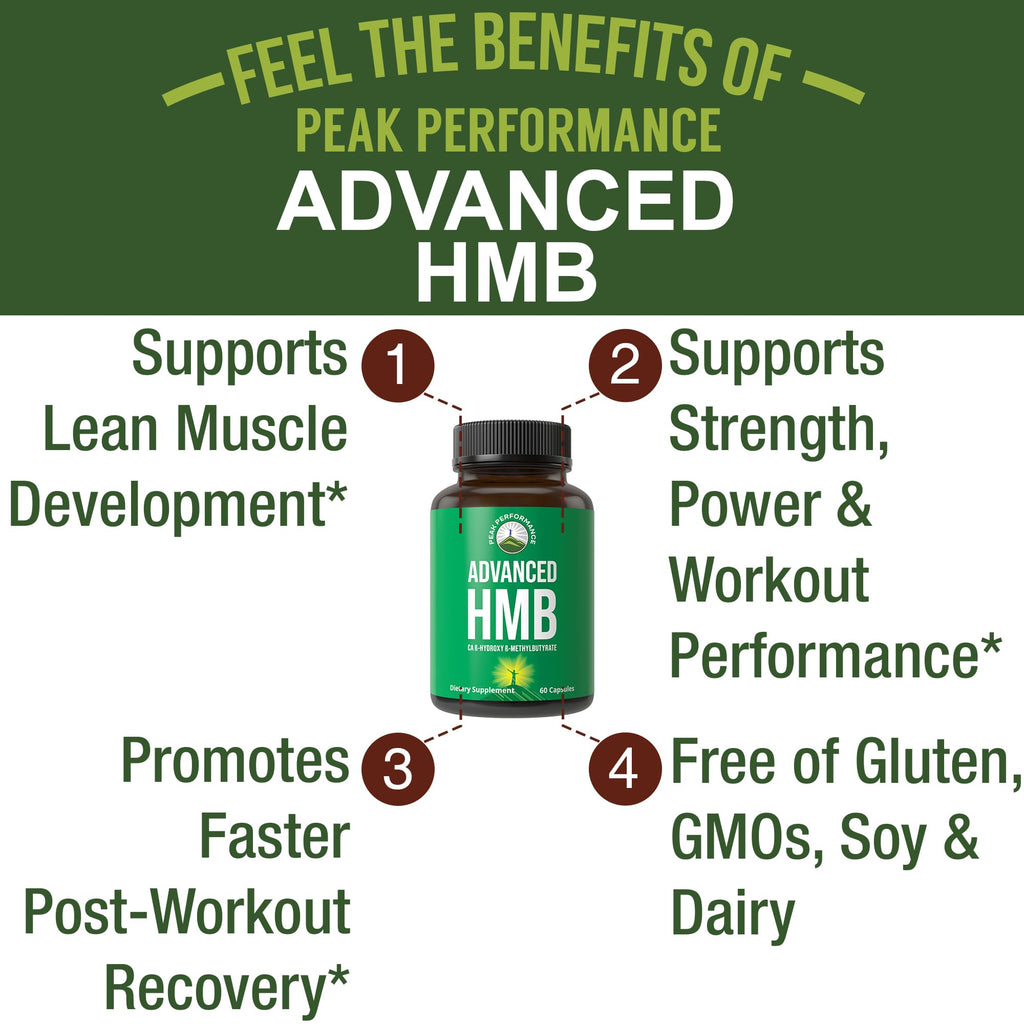 Peak Performance Advanced HMB Supplement for Men & Women. Calcium Beta Hydroxy Beta-Methylbutyrate Capsules. Supplements for Strength, Recovery, & Lean Muscle. 1000mg of Pure HMB Per Serving Peak Performance Au supplements