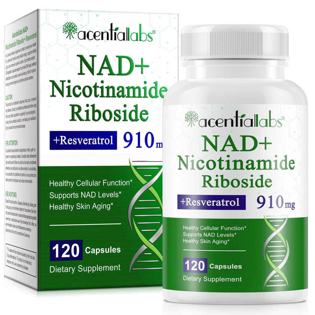 XINSZLIN NAD Supplement, NAD Nicotinamide Riboside Resveratrol 910mg, High Purity NAD Supplement for Healthy Cellular Function, Supports NAD Levels Healthy Skin Aging Dietary Supplement 120 Capsules XINSZLIN Au supplements