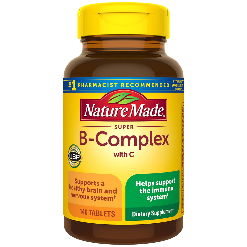 Nature Made Super B Complex with Vitamin C & Folic Acid, B Complex Vitamins for Women and Men, Dietary Supplement